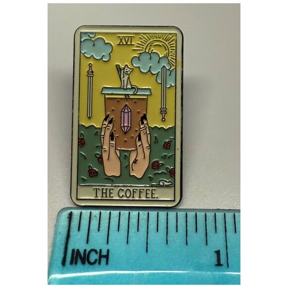 Enamel Pin Tarot The Coffee 16 Oracle Card Brooch - Picture 2 of 3